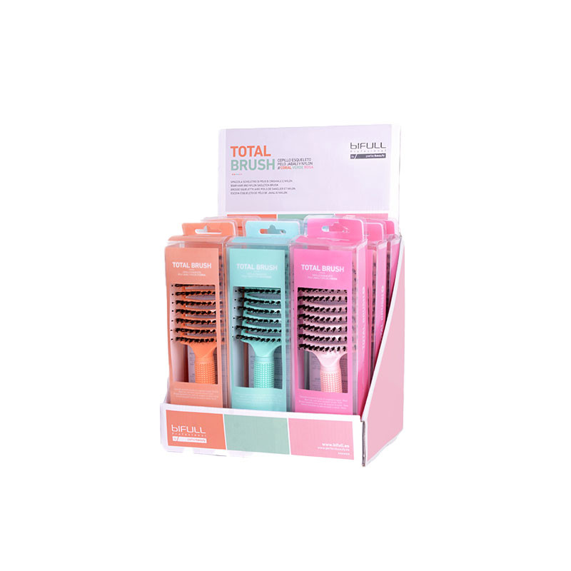 Bifull Expositor Cepillo Esqueleto de Pelo Jabalí y Nylon Total Brush (PACK 9 Unids Coral, Verde,Rosa) Bifull Expositor Cepillo Esqueleto de Pelo Jabalí y Nylon Total Brush (PACK 9 Unids Coral, Verde,Rosa)