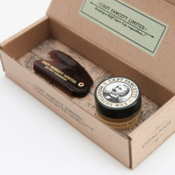 Captain Fawcett's Estuche Cera Bigote Sándalo Extra Fuerte & Peine